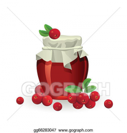 Clip Art Vector - Cranberry jam jar with fresh berry. Stock EPS ...