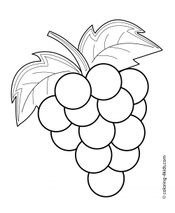 Grapes fruits and berries coloring pages for kids, printable ...