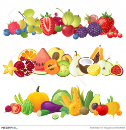 Fruits Vegetables And Berries Borders Illustration 45436626 - Megapixl