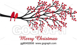Vector Art - Christmas card with red berries . Clipart Drawing ...