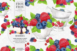 Berries Clipart Fruits Clip Art Strawberry Blueberry Raspberry