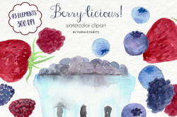 Watercolor Clip Art - Berries-Personal Use-Summer-Fruit-Picking ...
