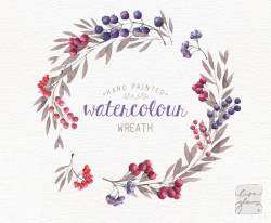 Watercolor wreath: hand painted floral wreath clipart / Wedding ...