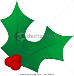 Two Holly Leaves with Three Red Berries - Clipart