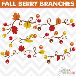 Clip Art Fall Berries and Vines