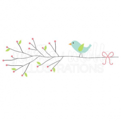 Little Bird Berry Branch Cute Digital Clipart, Cute Bird ...