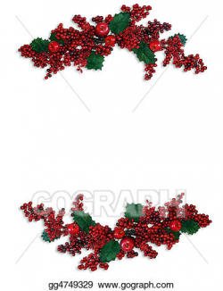 Stock Illustrations - Christmas holly berries borders. Stock Clipart ...