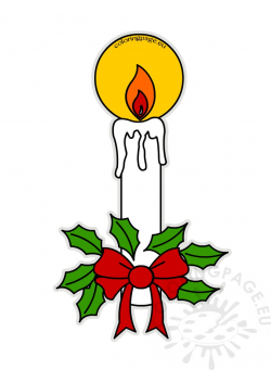 Christmas candle and holly berry clipart | Coloring Page