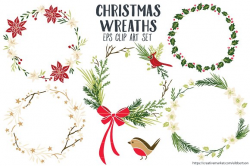 Christmas Wreaths Clipart Vector EPS ~ Illustrations ~ Creative Market
