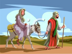 Mary and Joseph Traveling - Royalty Free Clipart Picture