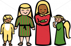Cartoon Style Holy Family Clipart | Nativity Clipart