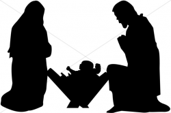 Mary, Joseph and Baby Jesus Silhouette | Nativity Clipart