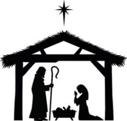 Christmas nativity religious Bethlehem crib scene silhouette, with ...