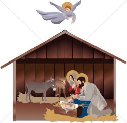 Mary and Joseph at the Stable | Manger Clipart