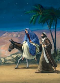 Mary and Joseph stop to rest on their journey to Bethlehem. | Gospel ...