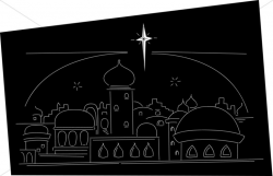 Star Ove rthe Town of Bethlehem Line Art | Nativity Clipart