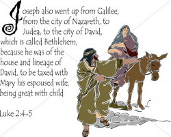 Luke 2:4 5 with Mary and Joseph on a Donkey | Nativity Word Art