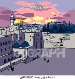 Vector Stock - Jerusalem, israel old city skyline. Stock Clip Art ...