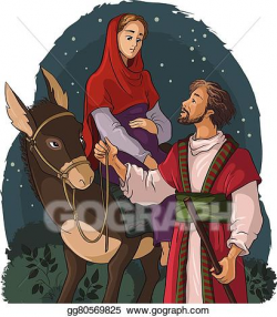 Vector Stock - Mary, joseph, bethlehem, donkey. Clipart Illustration ...