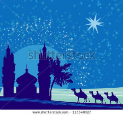 Classic three magic scene and shining star of Bethlehem vector ...