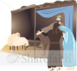 Mary and Joseph at the Stable | Manger Clipart