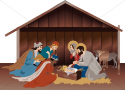 Nativity Scene in the Stable | Manger Clipart