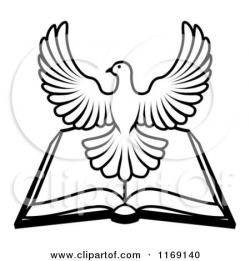 1169140-Clipart-Of-A-Black-And-White-Holy-Spirit-Dove-Over-An-Open ...