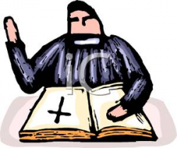 A Priest Studying the Bible - Royalty Free Clipart Picture
