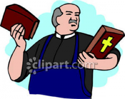 Priest Holding a Bible - Royalty Free Clipart Picture