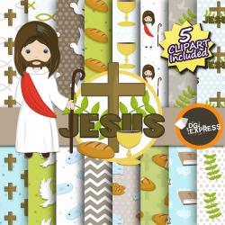 Jesus Clipart + Digital Paper : 