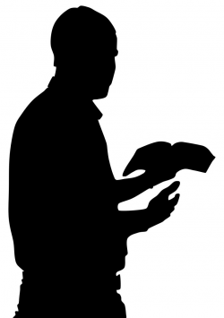 Man With Bible In Hand Silhouette Clipart - Design Droide