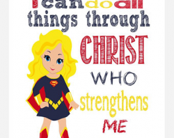 Supergirl Christian Superhero Nursery Art Print Decor I Can