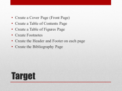 Using Microsoft Office Word Assignment Layout. Target Create a Cover ...