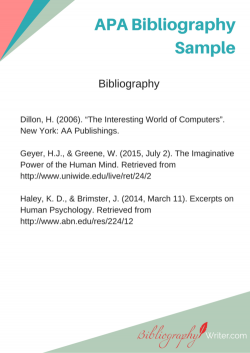 If you do not have good writing skills, this APA bibliography sample ...
