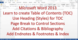 Microsoft Word 2013/2016 pt 7 (Table of Contents, Bibliography ...