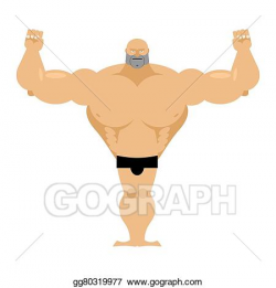Vector Clipart - Big strong male athletics. bodybuilder with huge ...