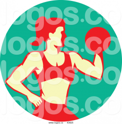 Logo of a Muscular Girl Working out with a Dumbbell and Doing Bicep ...
