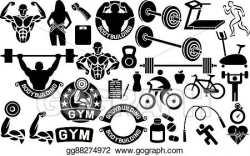 EPS Vector - Bodybuilding and fitness icons. Stock Clipart ...