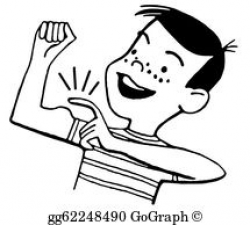 Clipart - Smiling sport child boy showing hand biceps muscles ...