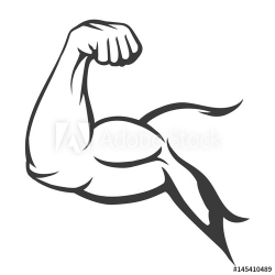Bodybuilder muscle flex arm vector illustration. Strong macho biceps ...