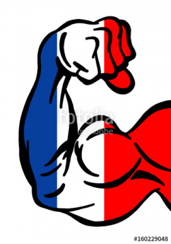 Muscular biceps painted with colors of French flag as metaphor ...