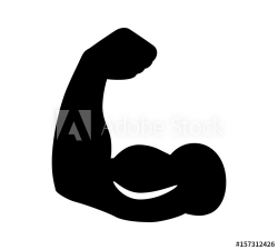 Flexing bicep muscle strength or arm workout flat vector icon for ...