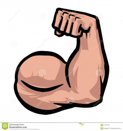 A cartoon style vector illustration of a muscular arm flexing in a ...
