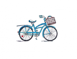 Beach Cruiser Bicycle Watercolor JPEG PNG Digital Stamp