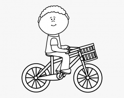 Black Amp White Boy Riding A Bicycle With A Basket - Bicycle ...