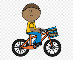 Boy Riding A Bicycle With A Basket - Boy On A Bike Clipart ...