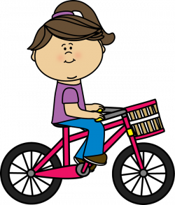 Girl riding a bicycle with a basket | Transportation Clip Art ...