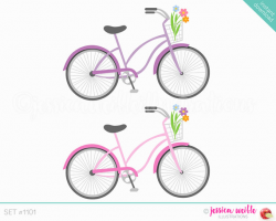 Instant Download Beach Cruiser Bicycle Cute Digital Clipart