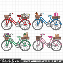 Bike Clipart, Cute Clip Art Set, Bicycle Clip Art Images, Commercial ...