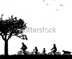 Family Silhouette Bicycle Clipart